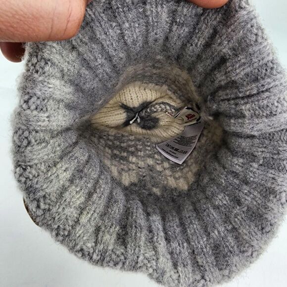 Fjallraven Kids Snowball Hat Beanie Wool Knit Pom Graye Beige Gorpcore Snow Hats - Picture 6 of 9